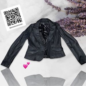 Women's Leather Moto Short Black Jacket By: I*N*C Woman SIZE S WPL 8046